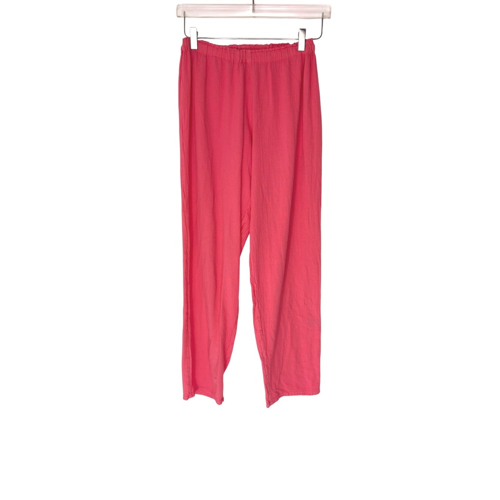 Oh My Gauze Cropped Pants Women's Pink Lagenlook Ankle Pull On Relaxed S/M